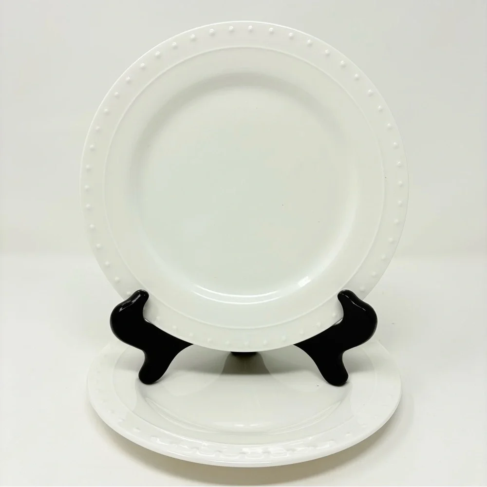 Pier 1 Elexa White Sala Plates 8-3/8” Beaded Edge Set of 2